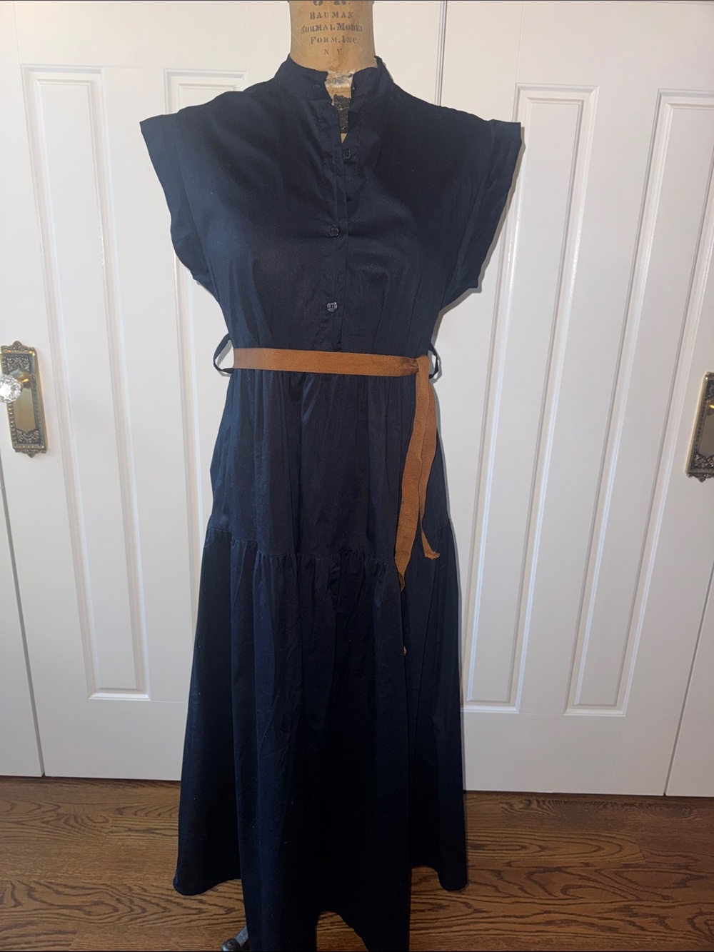 Navy maxi Dress with Belt sm/ med